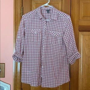 Eddie Bauer plaid 3/4 shirt